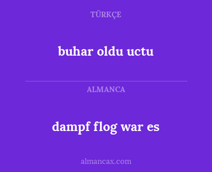 dampf flog war es - buhar oldu uctu