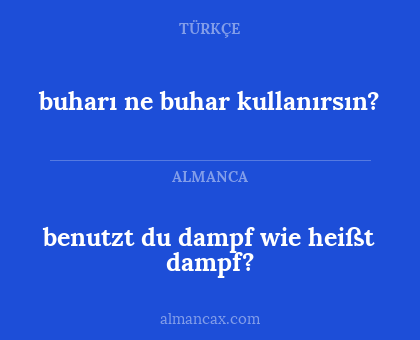benutzt du dampf wie heißt dampf? - buharı ne buhar kullanırsın?