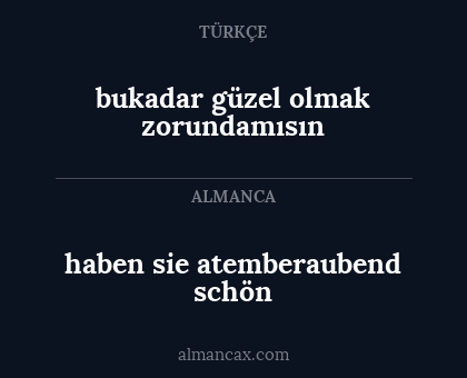 haben sie atemberaubend schön - bukadar güzel olmak zorundamısın