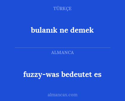 fuzzy-was bedeutet es - bulanık ne demek
