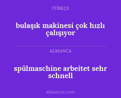 bulaşık makinesi çok hızlı çalışıyor - spülmaschine arbeitet sehr schnell