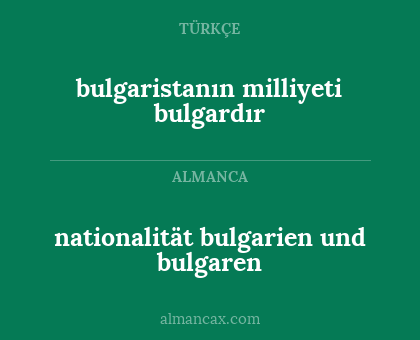 bulgaristanın milliyeti bulgardır - nationalität bulgarien und bulgaren