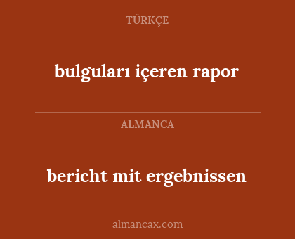 bericht mit ergebnissen - bulguları içeren rapor