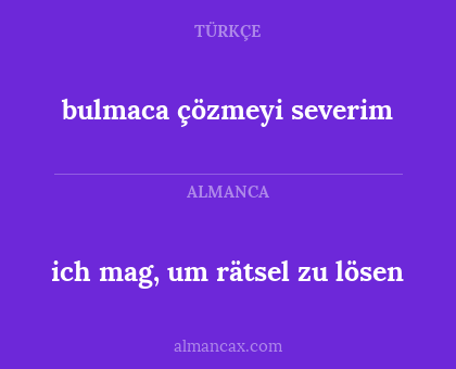 bulmaca çözmeyi severim - ich mag, um rätsel zu lösen