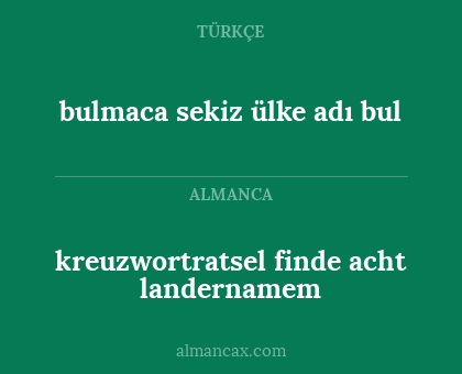 kreuzwortratsel finde acht landernamem - bulmaca sekiz ülke adı bul