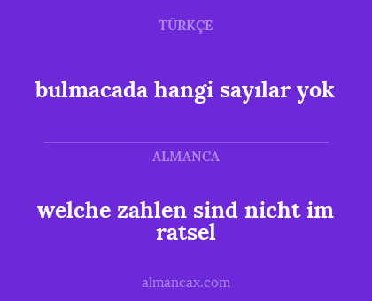 welche zahlen sind nicht im ratsel - bulmacada hangi sayılar yok