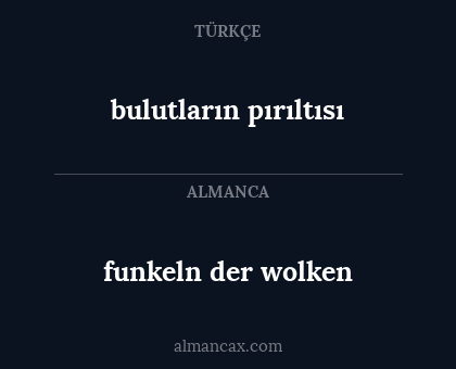 funkeln der wolken - bulutların pırıltısı