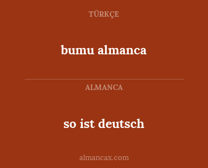 bumu almanca - so ist deutsch