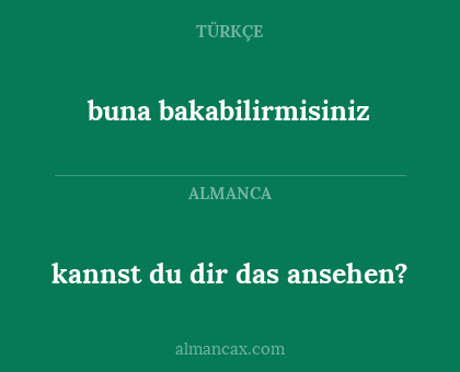 buna bakabilirmisiniz - kannst du dir das ansehen?
