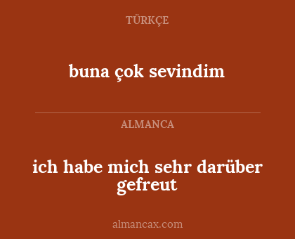 ich habe mich sehr darüber gefreut - buna çok sevindim