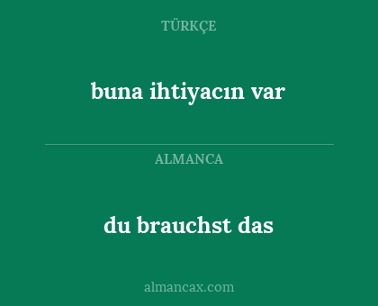 buna ihtiyacın var - du brauchst das