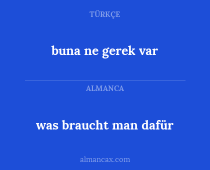 buna ne gerek var - was braucht man dafür