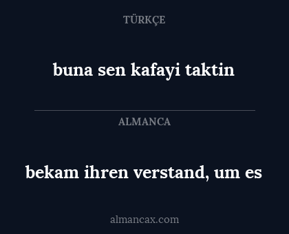 buna sen kafayi taktin - bekam ihren verstand, um es