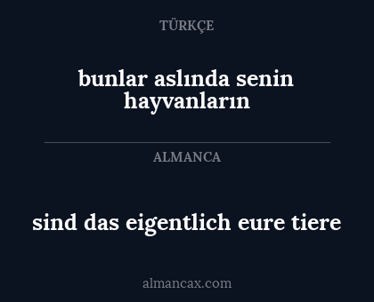 sind das eigentlich eure tiere - bunlar aslında senin hayvanların