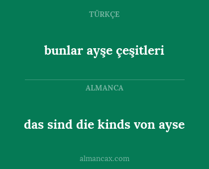 das sind die kinds von ayse - bunlar ayşe çeşitleri