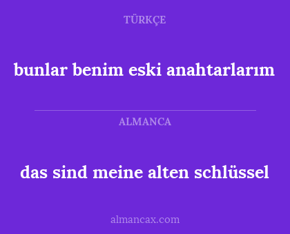 bunlar benim eski anahtarlarım - das sind meine alten schlüssel