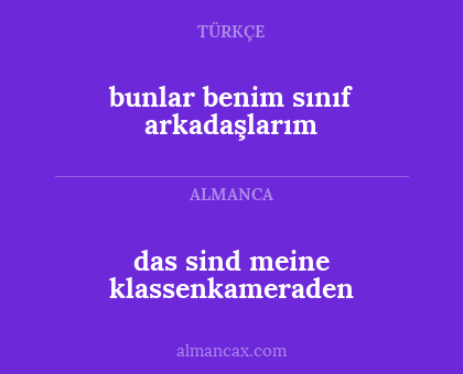 das sind meine klassenkameraden - bunlar benim sınıf arkadaşlarım
