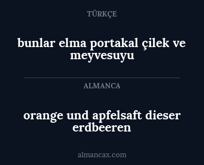 bunlar elma portakal çilek ve meyvesuyu - orange und apfelsaft dieser erdbeeren