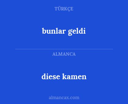 bunlar geldi - diese kamen