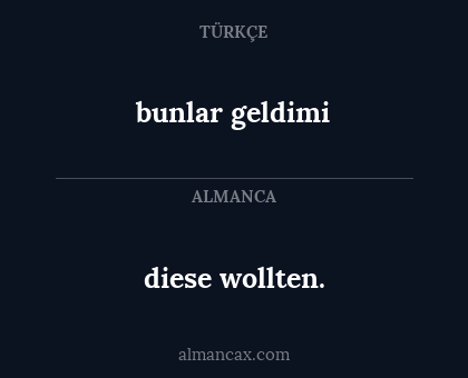 diese wollten. - bunlar geldimi
