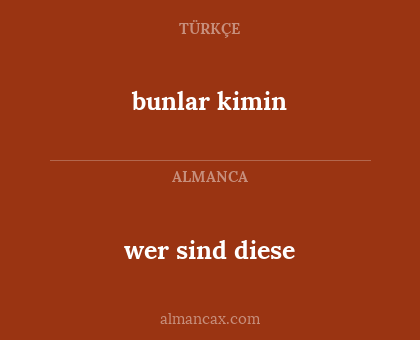 wer sind diese - bunlar kimin
