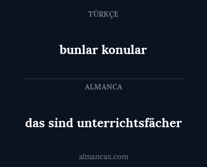 das sind unterrichtsfächer - bunlar konular