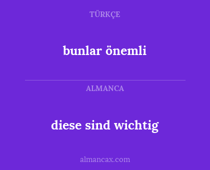 diese sind wichtig - bunlar önemli