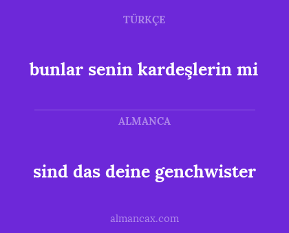sind das deine genchwister - bunlar senin kardeşlerin mi