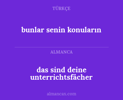 das sind deine unterrichtsfächer - bunlar senin konuların