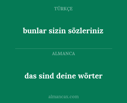 das sind deine wörter - bunlar sizin sözleriniz