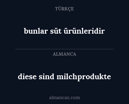 diese sind milchprodukte - bunlar süt ürünleridir