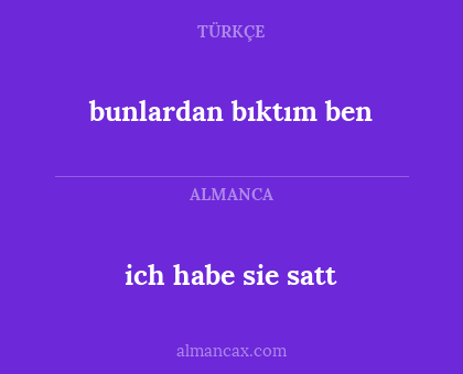 bunlardan bıktım ben - ich habe sie satt