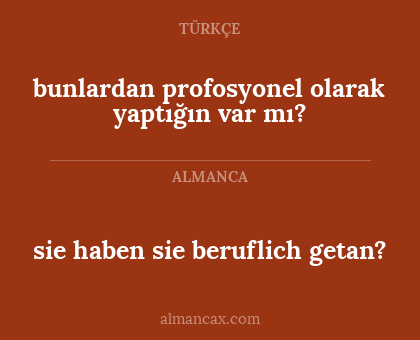 sie haben sie beruflich getan? - bunlardan profosyonel olarak yaptığın var mı?