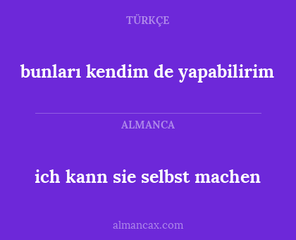ich kann sie selbst machen - bunları kendim de yapabilirim