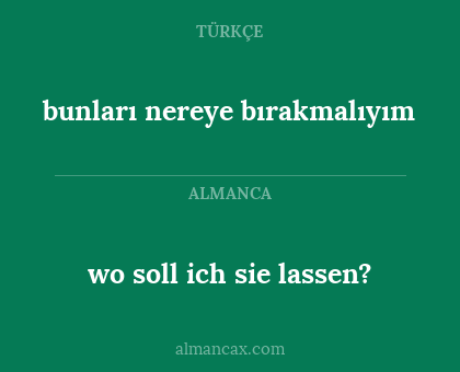 bunları nereye bırakmalıyım - wo soll ich sie lassen?