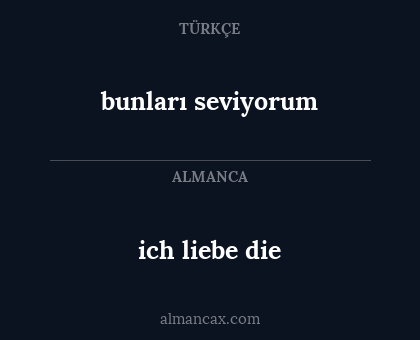 bunları seviyorum - ich liebe die