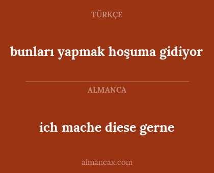 ich mache diese gerne - bunları yapmak hoşuma gidiyor