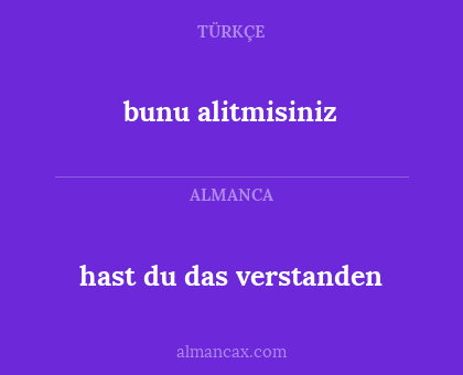 hast du das verstanden - bunu alitmisiniz
