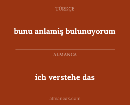 bunu anlamiş bulunuyorum - ich verstehe das