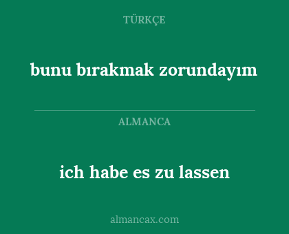 bunu bırakmak zorundayım - ich habe es zu lassen