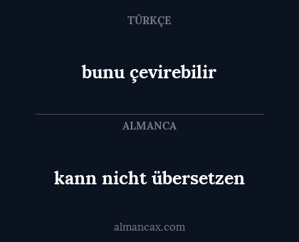 bunu çevirebilir - kann nicht übersetzen