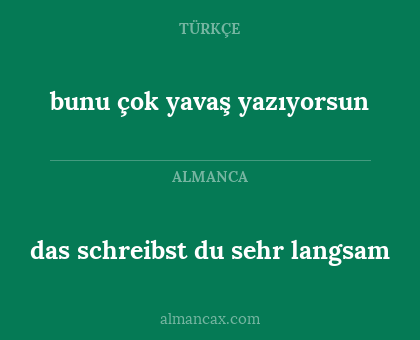 bunu çok yavaş yazıyorsun - das schreibst du sehr langsam
