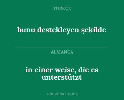 bunu destekleyen şekilde - in einer weise, die es unterstützt