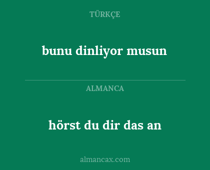 hörst du dir das an - bunu dinliyor musun