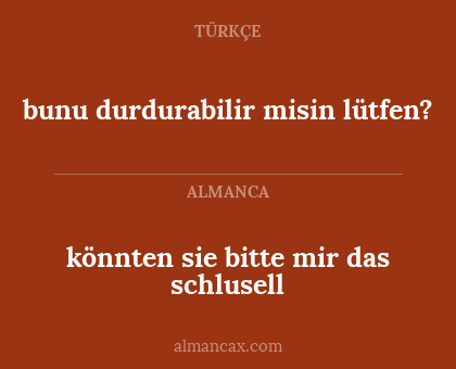 bunu durdurabilir misin lütfen? - könnten sie bitte mir das schlusell
