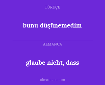 bunu düşünemedim - glaube nicht, dass