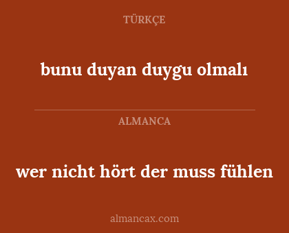 bunu duyan duygu olmalı - wer nicht hört der muss fühlen