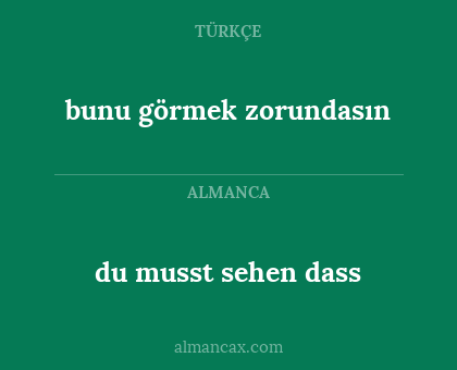 du musst sehen dass - bunu görmek zorundasın