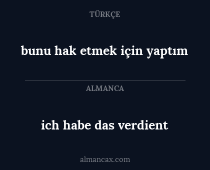 ich habe das verdient - bunu hak etmek için yaptım