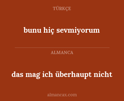 bunu hiç sevmiyorum - das mag ich überhaupt nicht